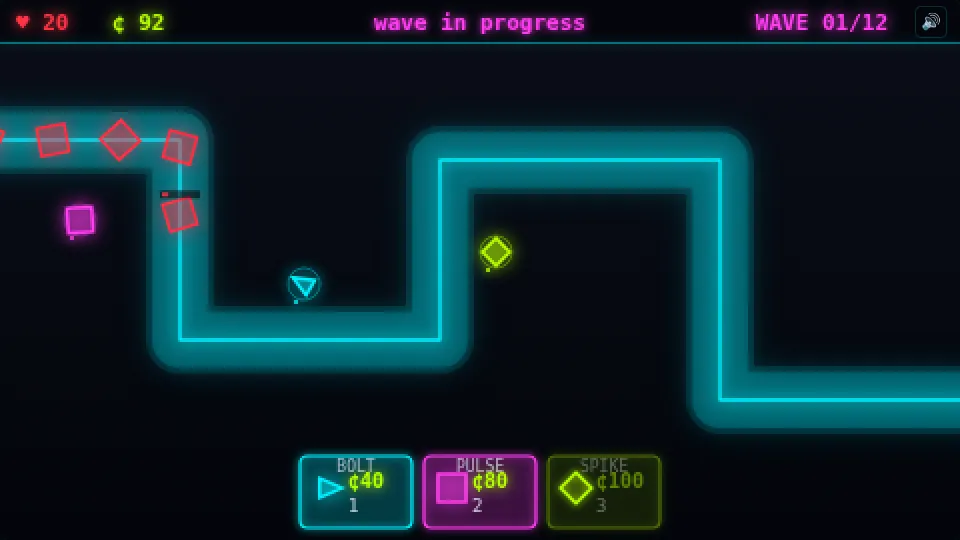 Official Neon Tower Defense gameplay screenshot